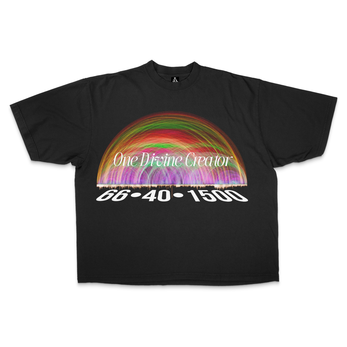Black t-shirt with hyperlinked text, and numerical testimony